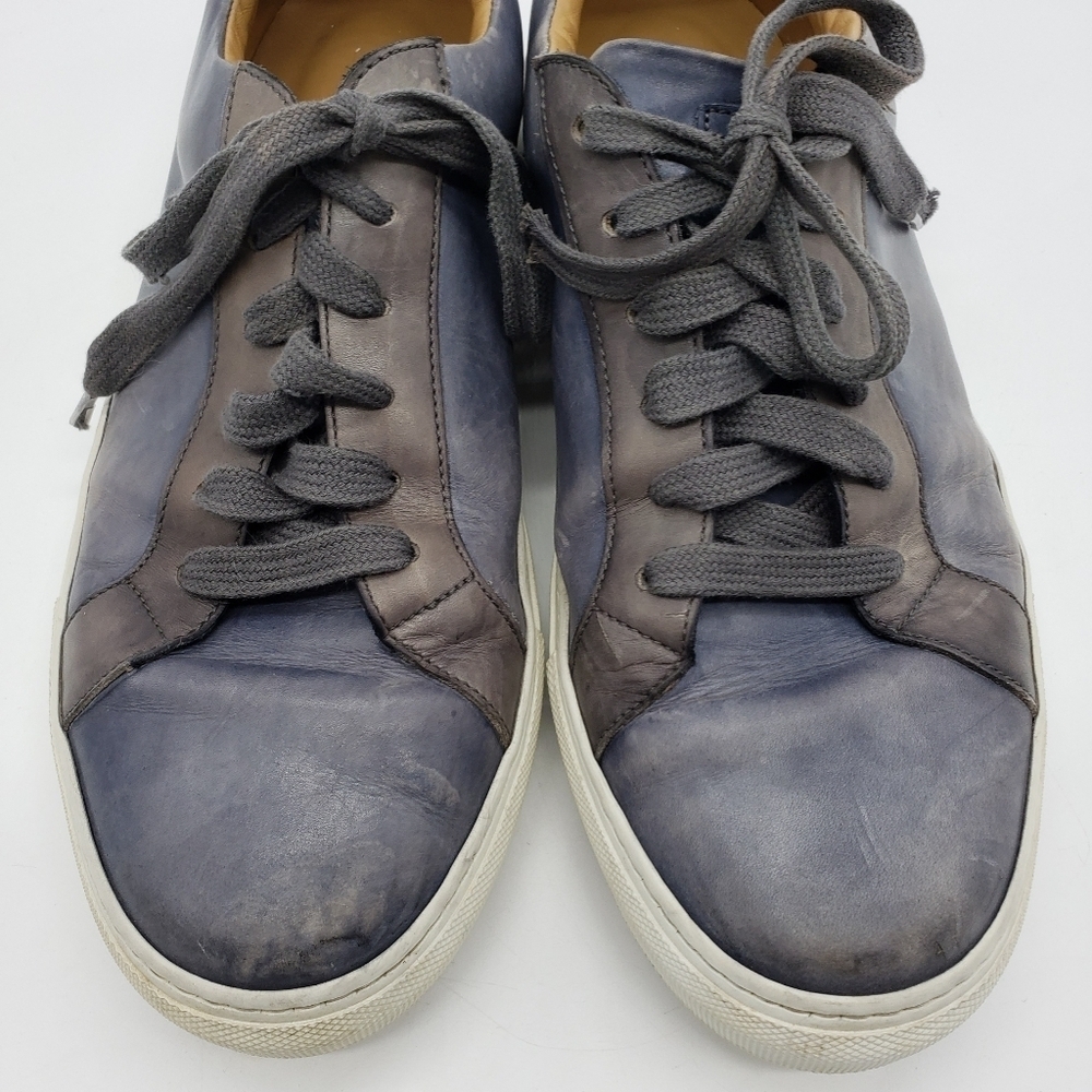 Ace Marks lace up shoe Men US 9.5 blue gray leather upper leather lining sneaker - Picture 3 of 12